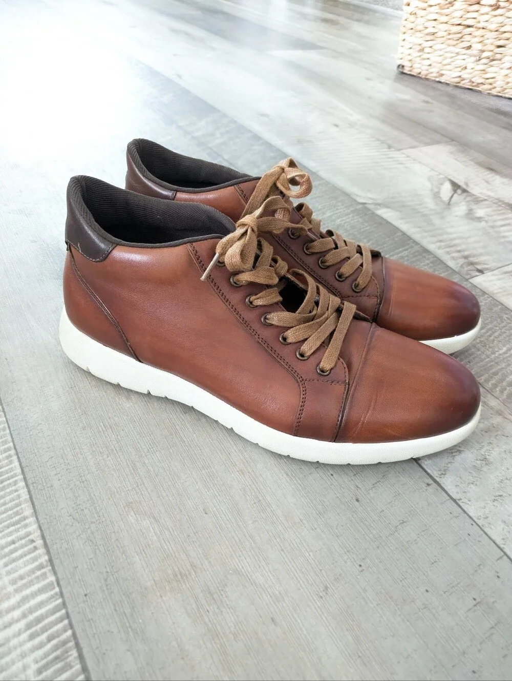 Stacy Adams Harlow Mid Lace Up Sneaker Cognac Brown US Men's 10M Leather